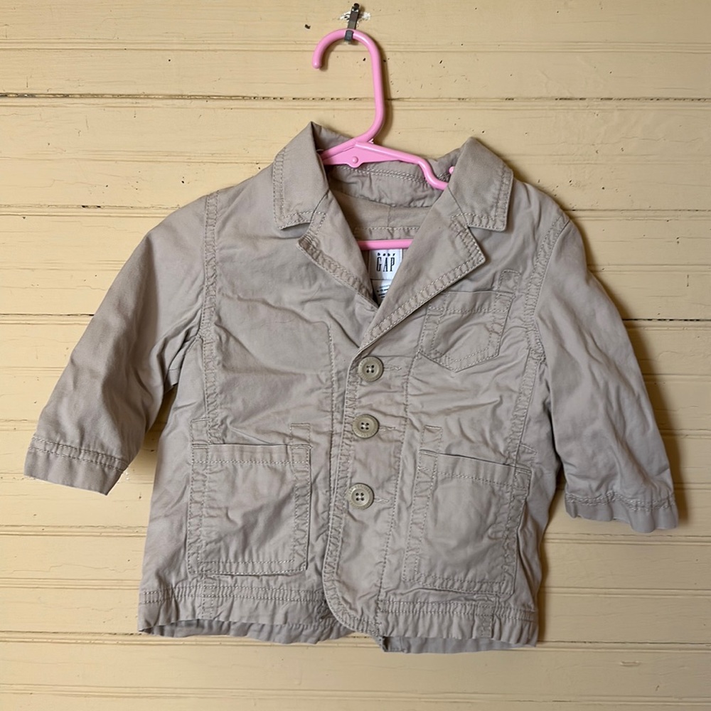 Baby GAP Khaki Utility Field Jacket 6–9 Months Tan Button Front